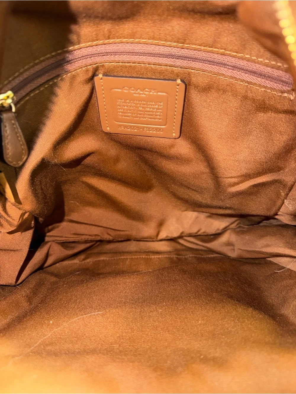 Coach 2021  Signature Canvas Medium Backpack with Brown Trim